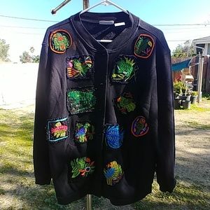 Black Coat w/animal patches